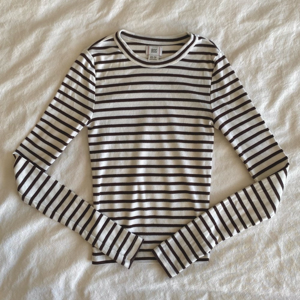 UO BDG Striped Long Sleeve Fitted Tee